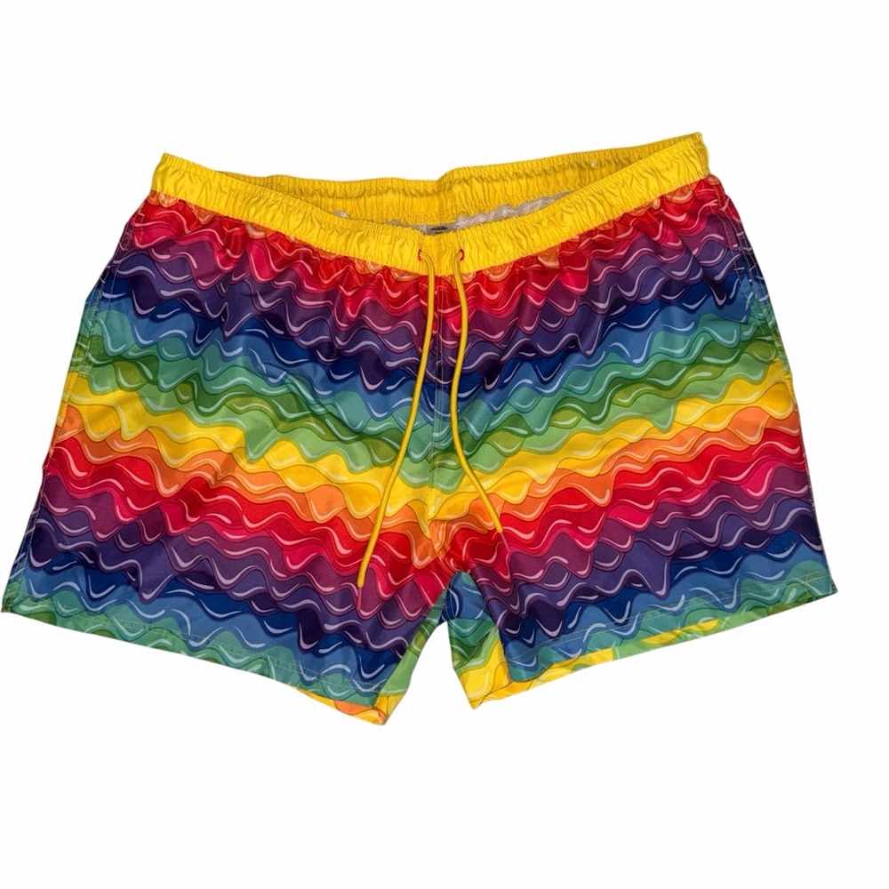 Multicolor Wave Pattern Men's Swim Shorts